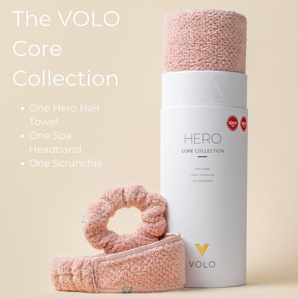 VOLO Cloud Pink set on vanity shows cohesive color and styling options.