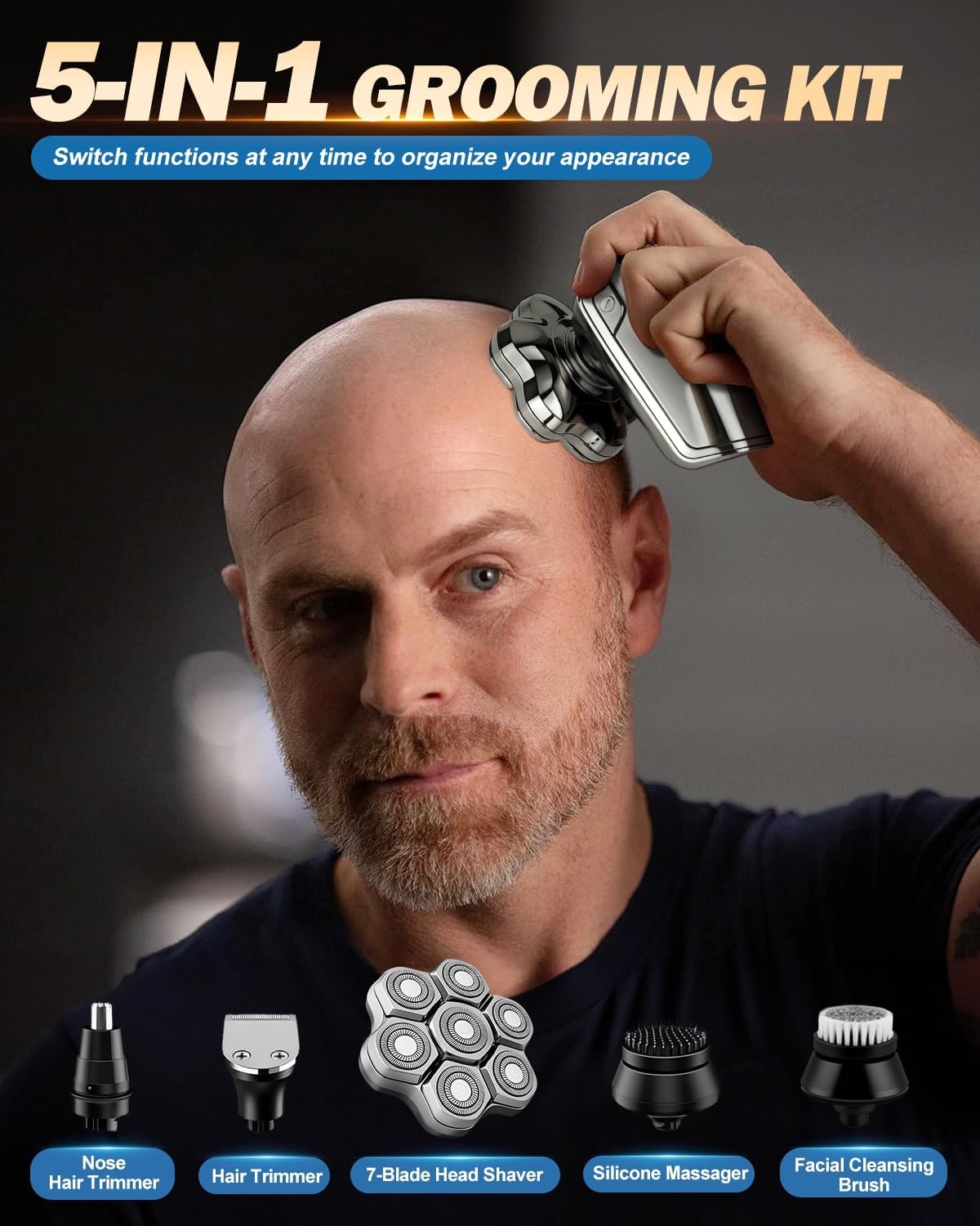 Voph head shaver LED display indicating remaining runtime