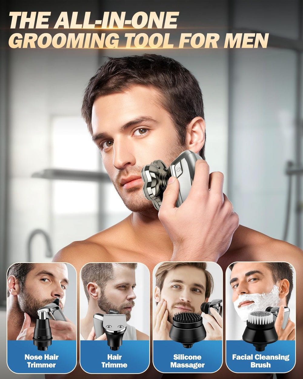 Voph head shaver in shower or sink for convenient wet-dry use