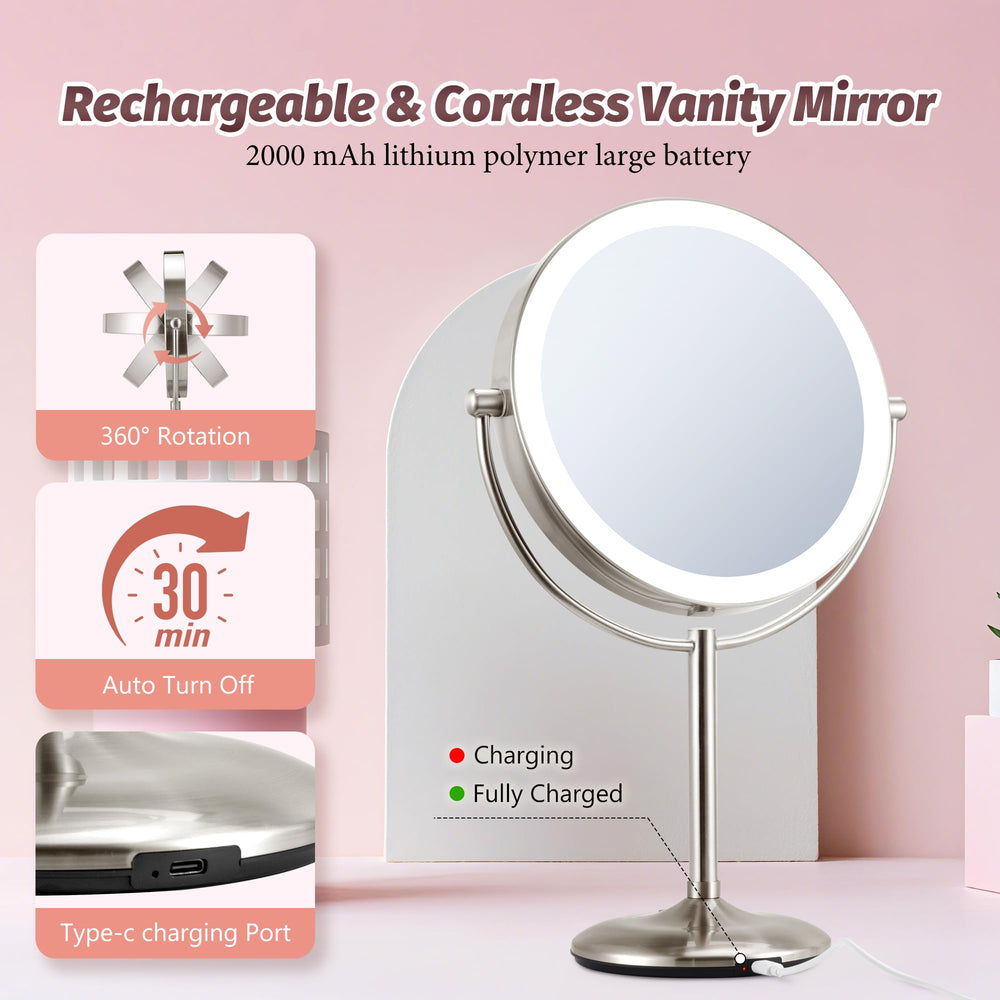 VORREMIRR 9in mirror rotates 360 degrees for versatile viewing angles.