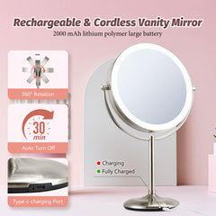 VORREMIRR 9in mirror rotates 360 degrees for versatile viewing angles.