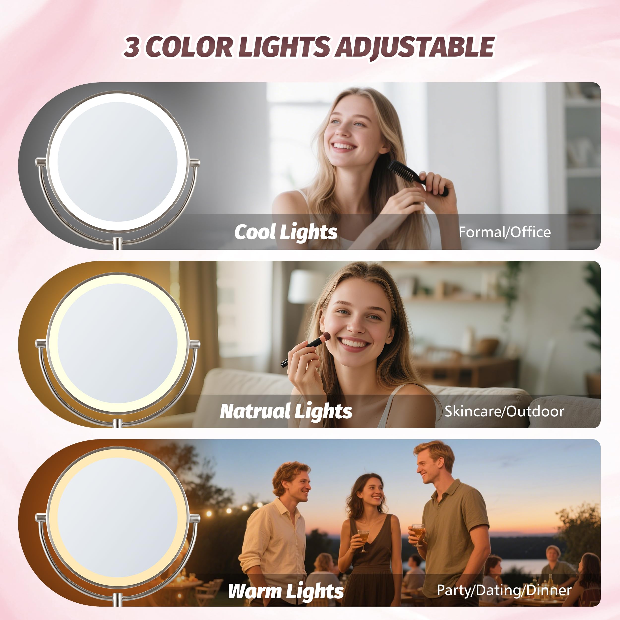 VORREMIRR 9in mirror with high CRI 97% for true color rendering.