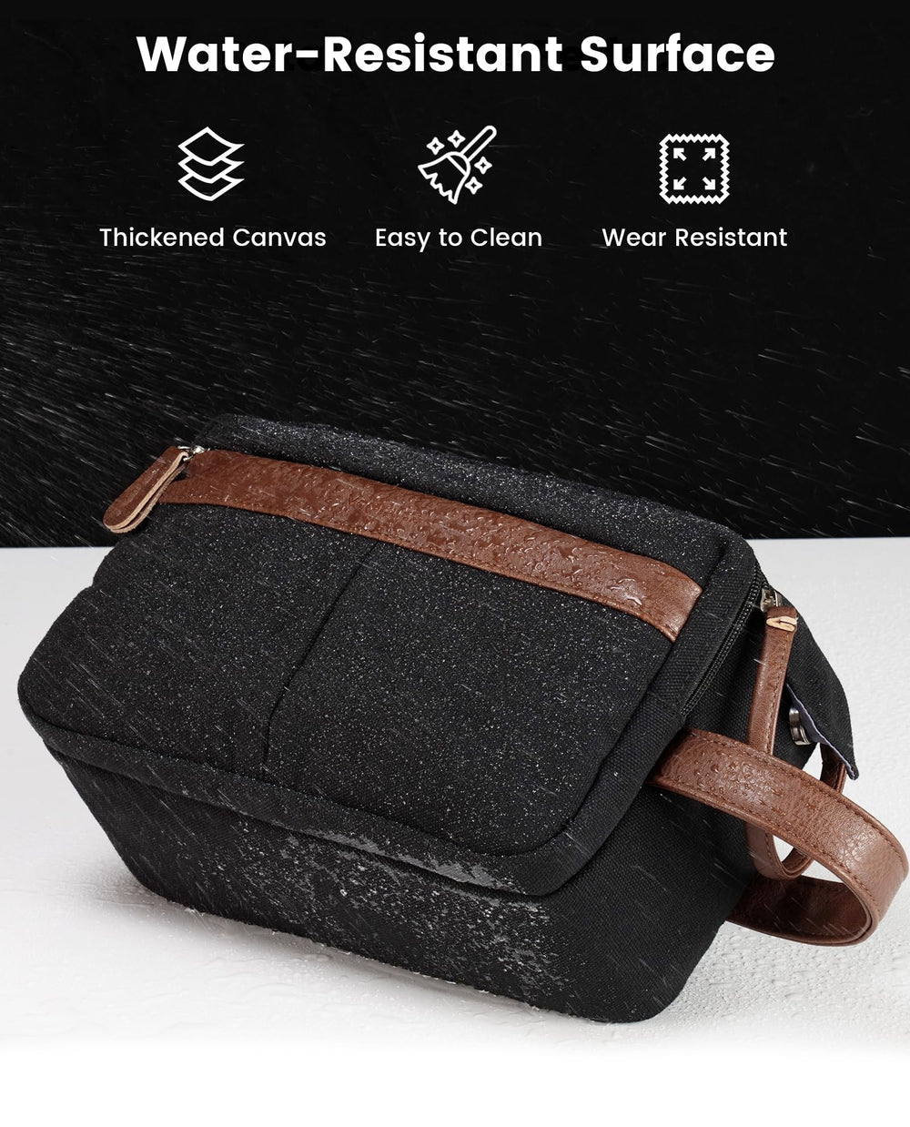Vorspack Canvas Toiletry Bag wide opening offers quick access to all toiletries.