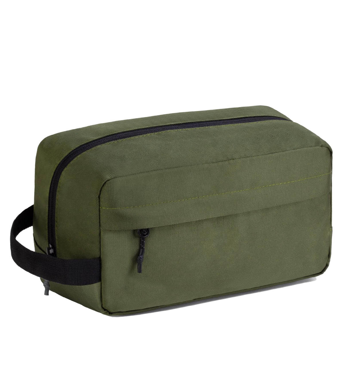 Vorspack travel toiletry bag army green front view highlighting organized storage for quick packing.