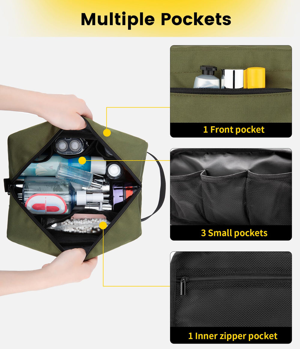 Vorspack army green bag inside pockets keeps small items neatly separated during trips.