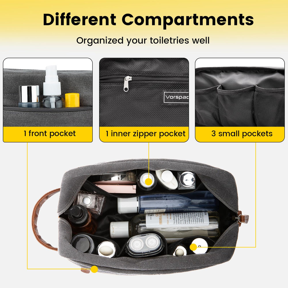 Vorspack Travel Toiletry Bag front pocket offers quick access to small essentials.