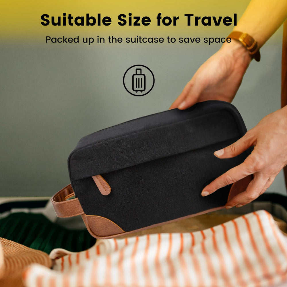 Vorspack Travel Toiletry Bag in-use hanging on door ready for easy access