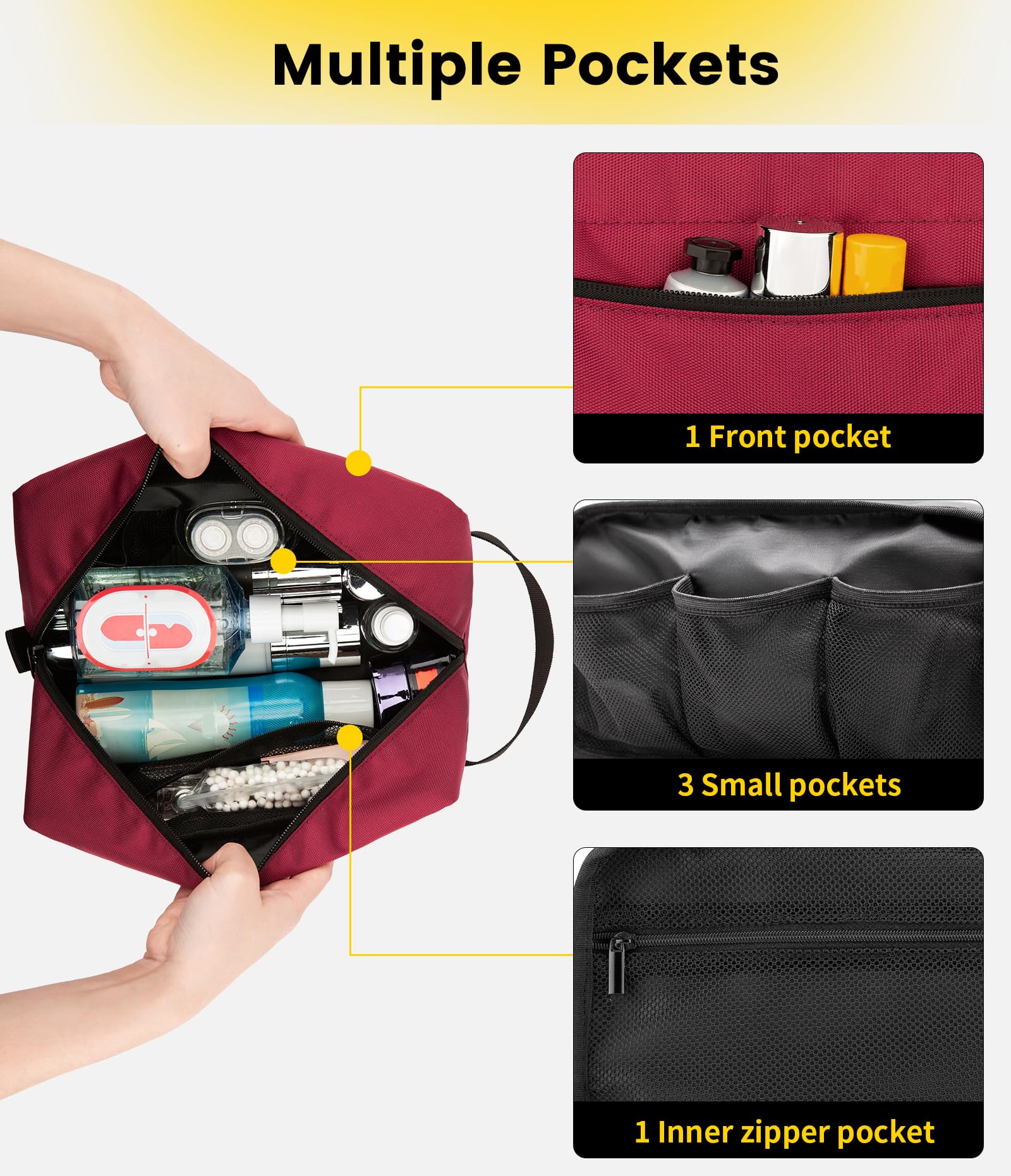 Vorspack maroon bag interior with mesh pockets keeps organizers tidy during travel