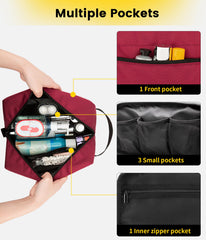 Vorspack maroon bag interior with mesh pockets keeps organizers tidy during travel