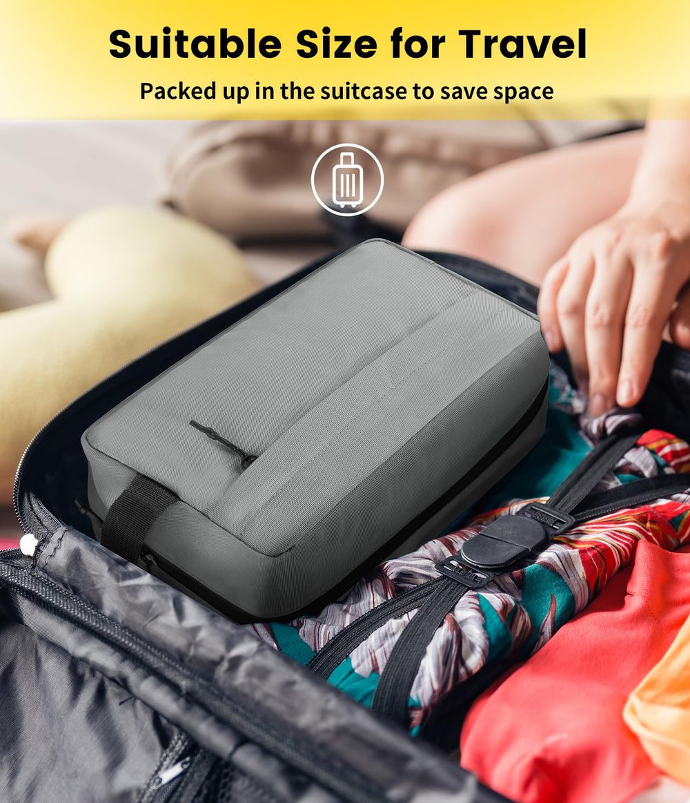 Vorspack travel toiletry bag for men grey smooth zipper provides quick access.