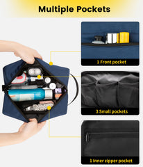 Vorspack navy side-view bag demonstrates sturdy material protecting belongings during travel.
