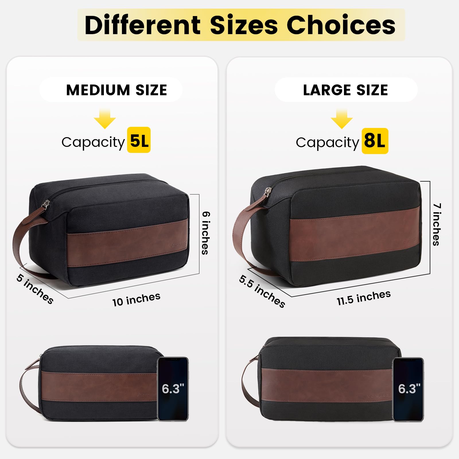 Vorspack toiletry bag water-resistant exterior guards contents against splashes
