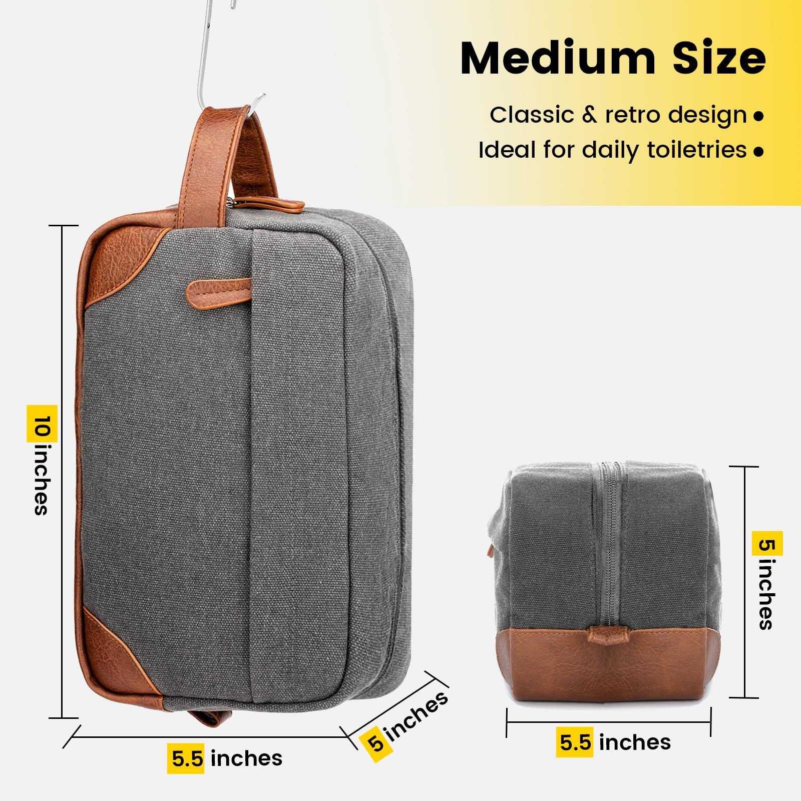 Vorspack Travel Toiletry Bag water resistant canvas protects contents during travel.