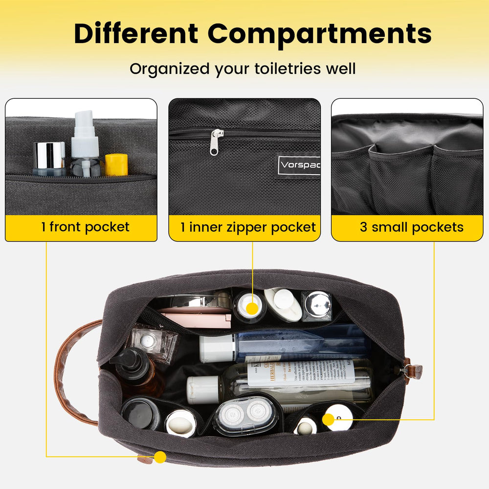 Vorspack water-resistant canvas protects contents from splashes during travel.