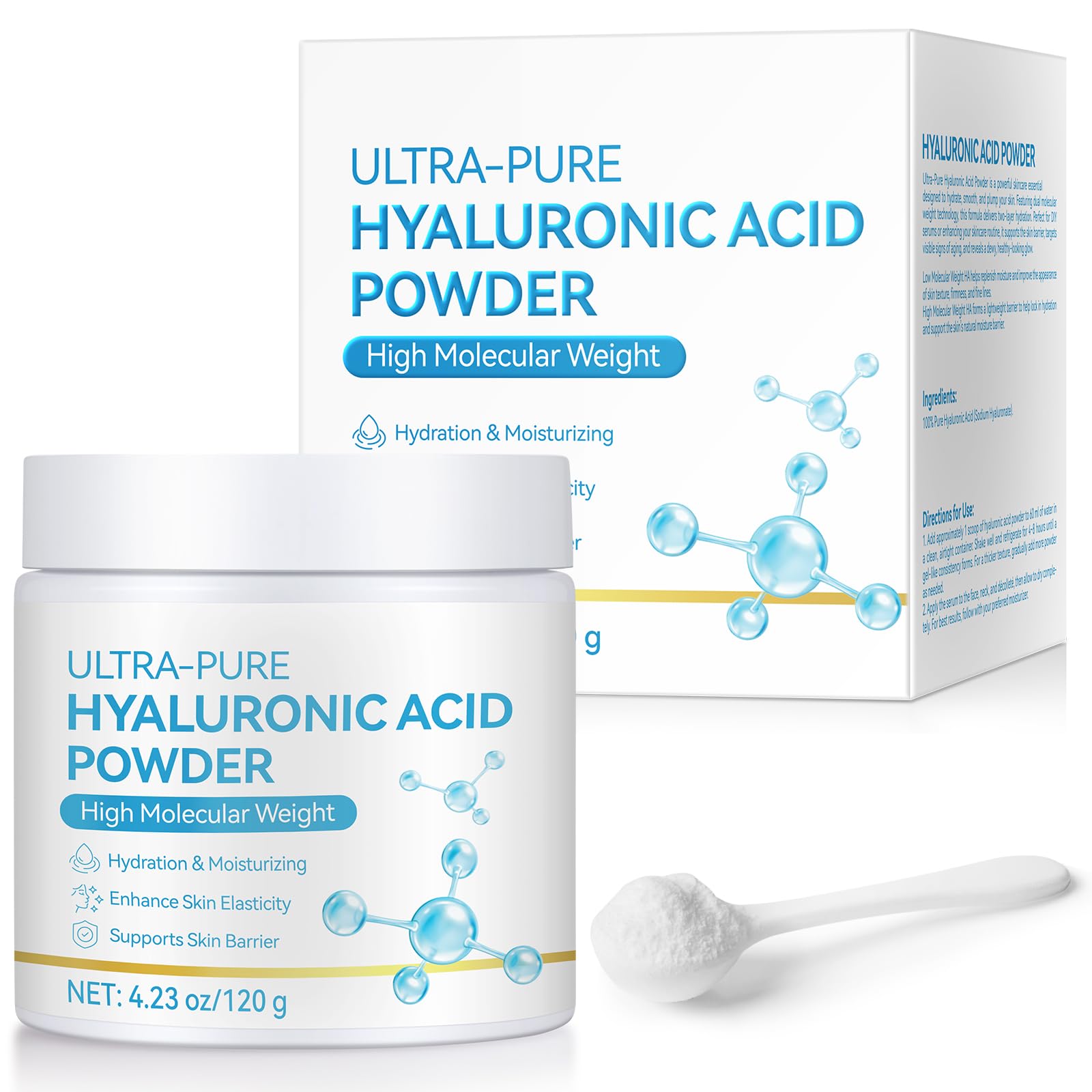 Vortexonix Pure Hyaluronic Acid Serum Powder bottle for precise hydration.