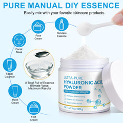 Vortexonix Pure HA Serum Powder scoop enables precise DIY dosing.