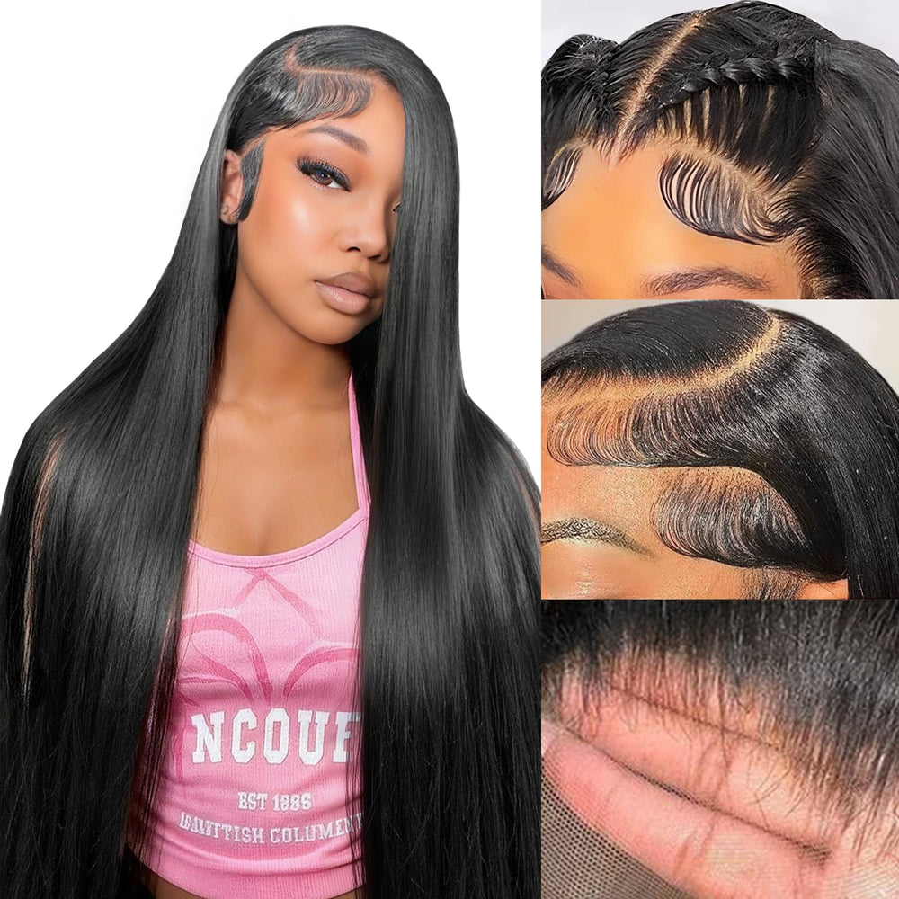 Vorynix 32-inch straight wig front view showing natural hairline for everyday wear