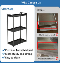 VOTZAAQ 3-tier bathroom organizer close-up of powder-coated metal for moisture resistance