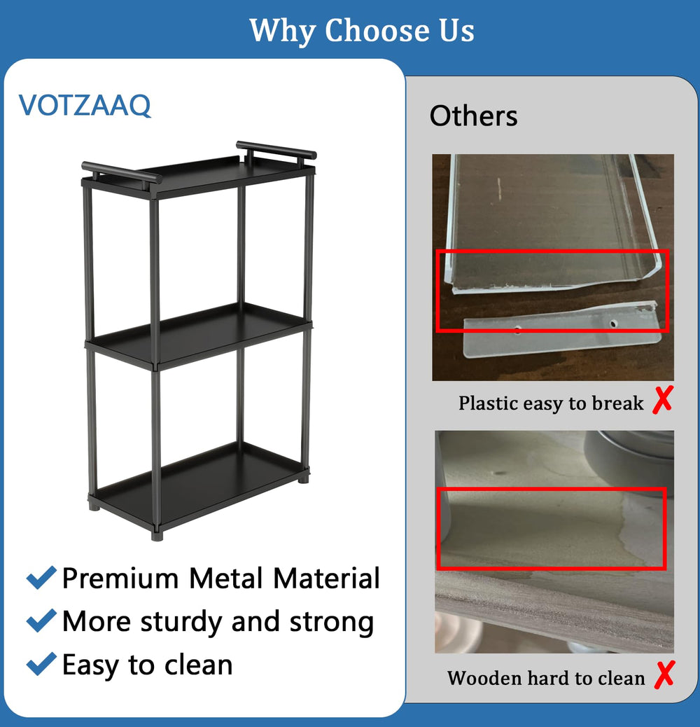 VOTZAAQ 3-tier metal construction highlights durability and moisture resistance for long-lasting use