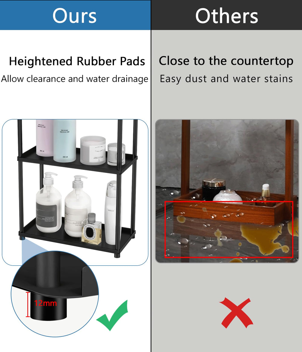VOTZAAQ matte black organizer with rubber pads prevents slipping on countertops