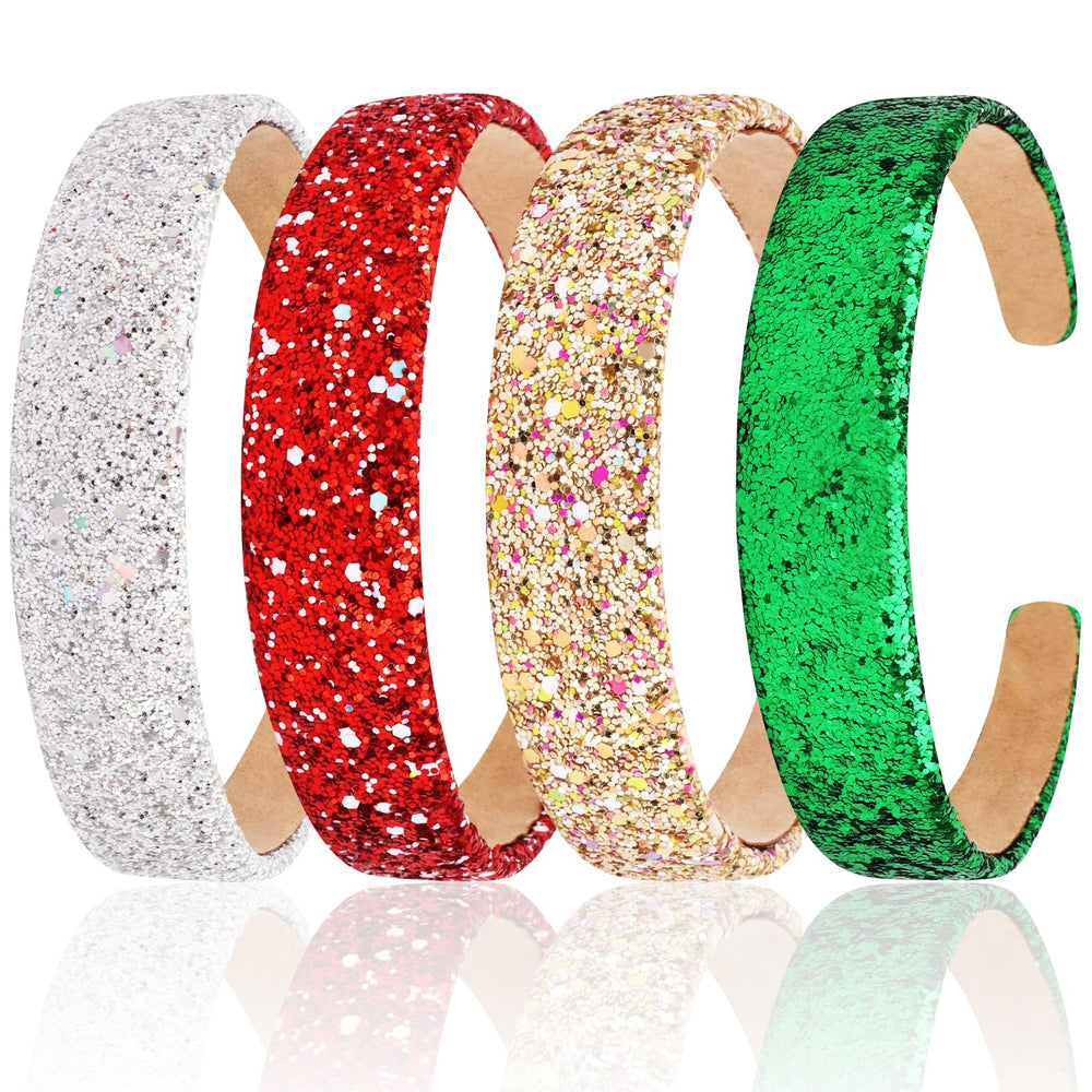 Vovii glitter headband close-up showcasing sparkly sequins for festive outfits.