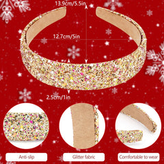 Vovii glitter headband worn on head with comfortable fit for all ages.