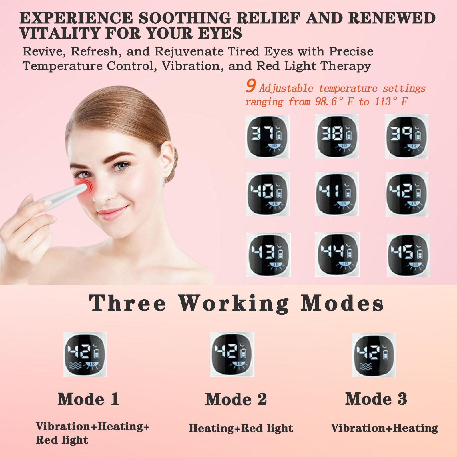 Vowleike Eye Lift Wand red light therapy visual for skin rejuvenation benefits.