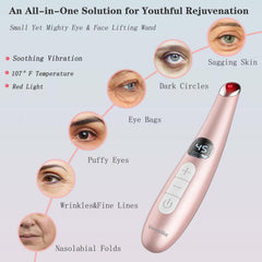 Vowleike Eye Lift Wand rose-gold handheld use for on-the-go spa-like eye care.