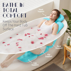 VOXOR bath pillow demonstrates 160 anti-slip suction cups for secure placement
