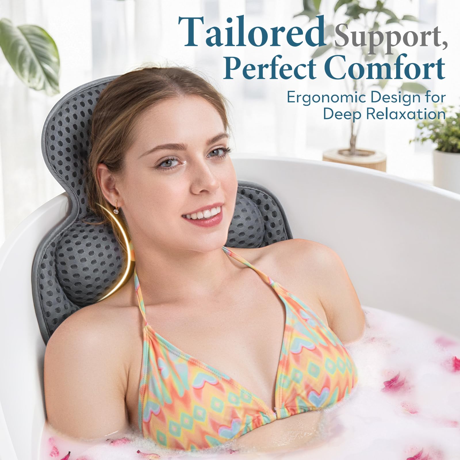 VOXOR pillow features 54 suction cups for secure grip on tub surfaces