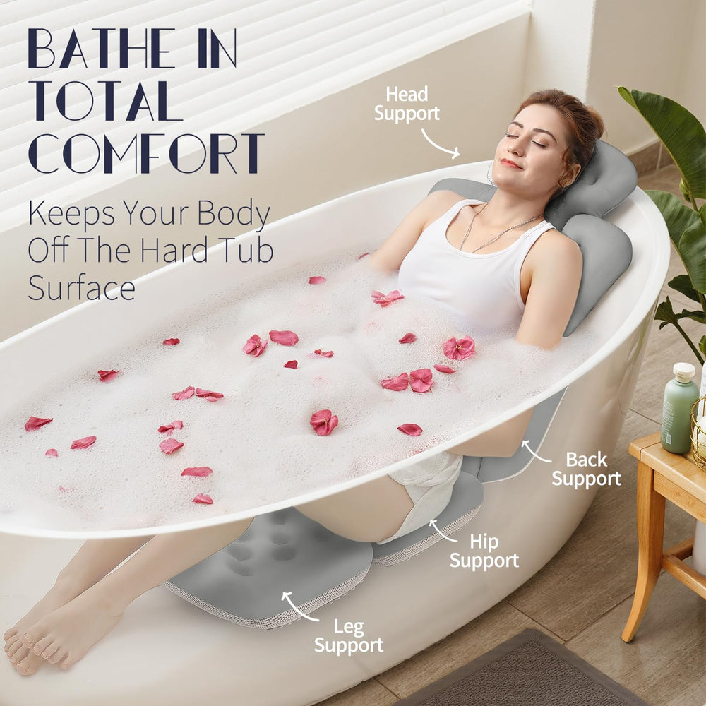 VOXOR bath pillow underside reveals 160 suction cups for secure placement