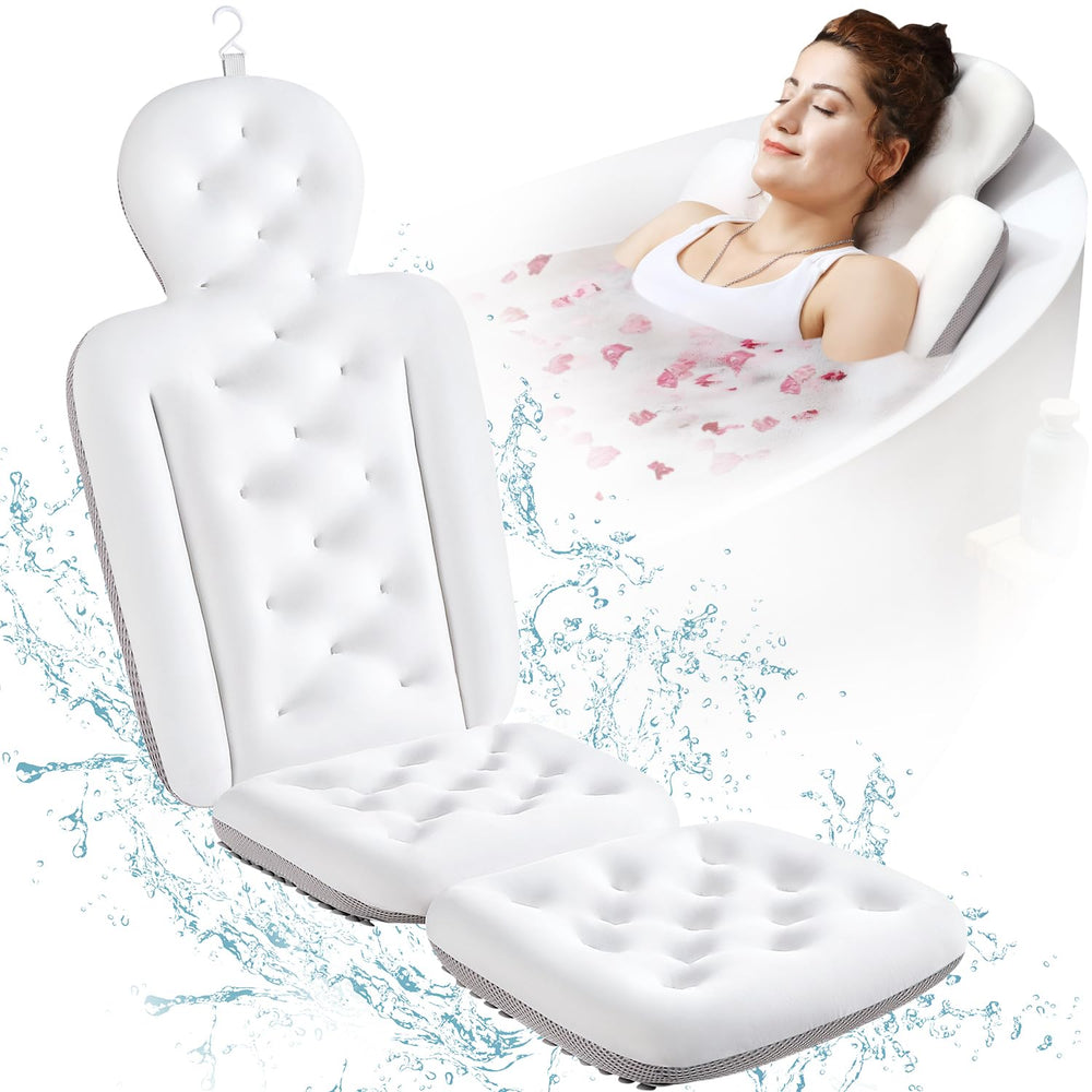 VOXOR full body bath pillow headrest provides neck support for relaxed soaking.