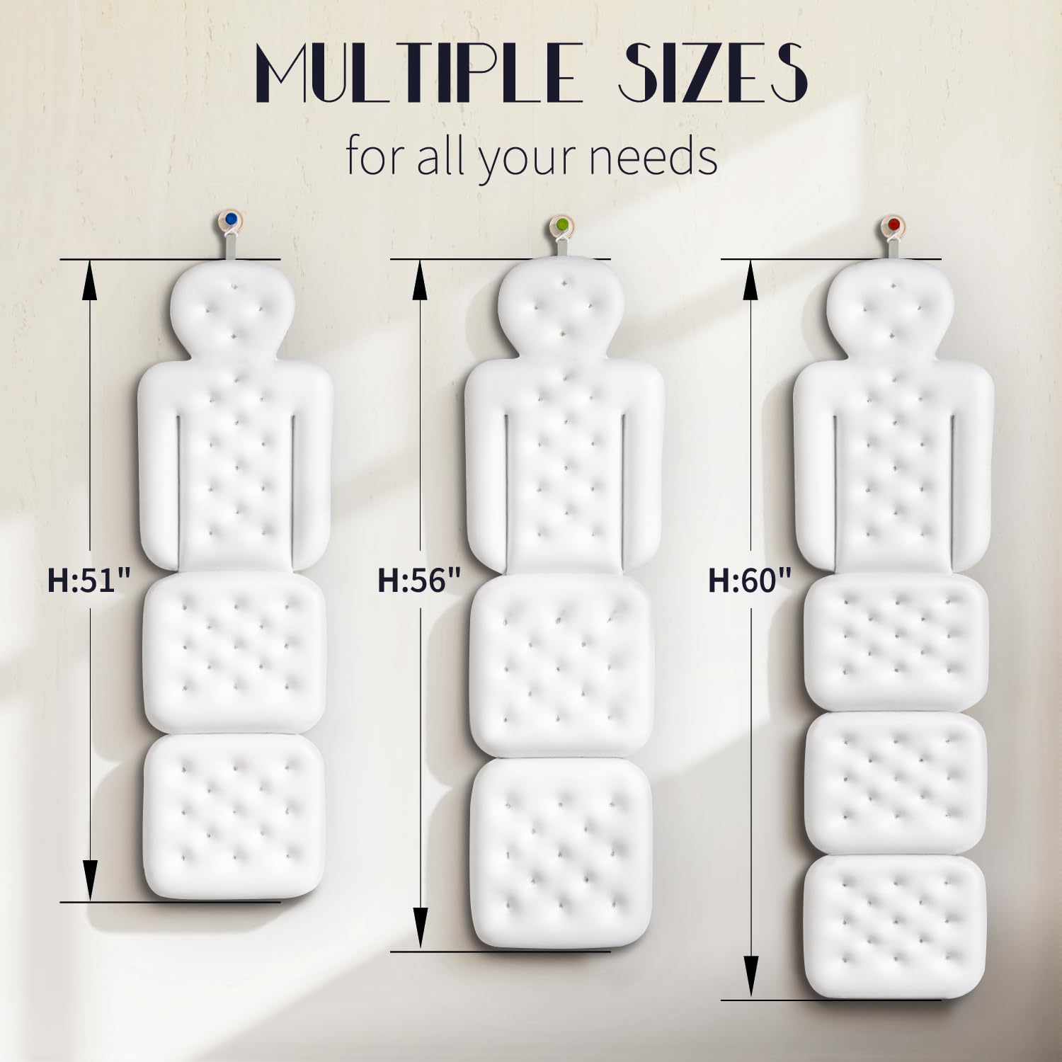 VOXOR full body bath pillow top view showing length for total body comfort