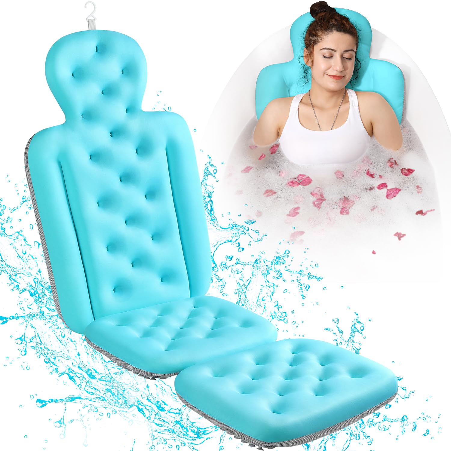 VOXOR full body bath pillow top view delivering spa-like comfort and full head-to-toe support