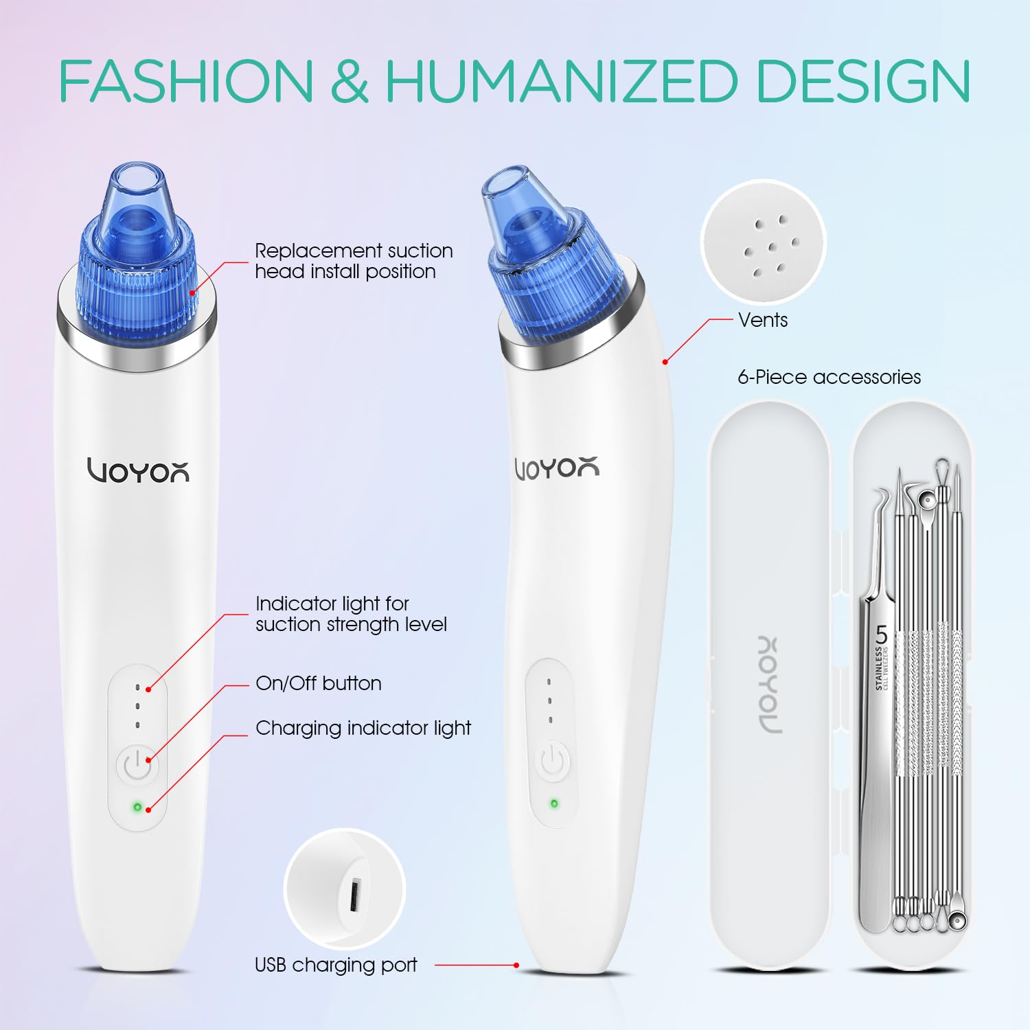 VOYOR easy-clean design with detachable heads for quick sanitation.