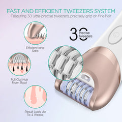 VOYOR BM300 tweezers close-up highlighting 30 micro-grip tweezers for root-level removal