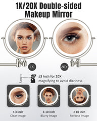 VPU 20x magnification close-up detail for eyeliner and brow work