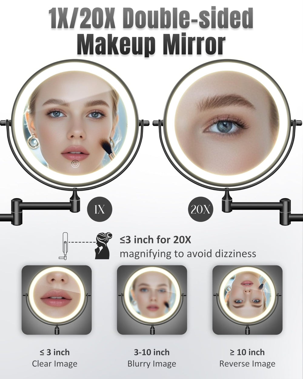 VPU led-lighted-mirror-1x-20x enables precise eyeliner