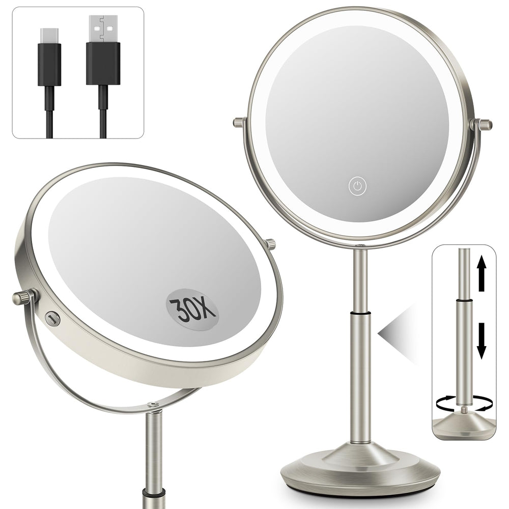 VPU makeup mirror with 8-inch frame and lights for precise makeup application.