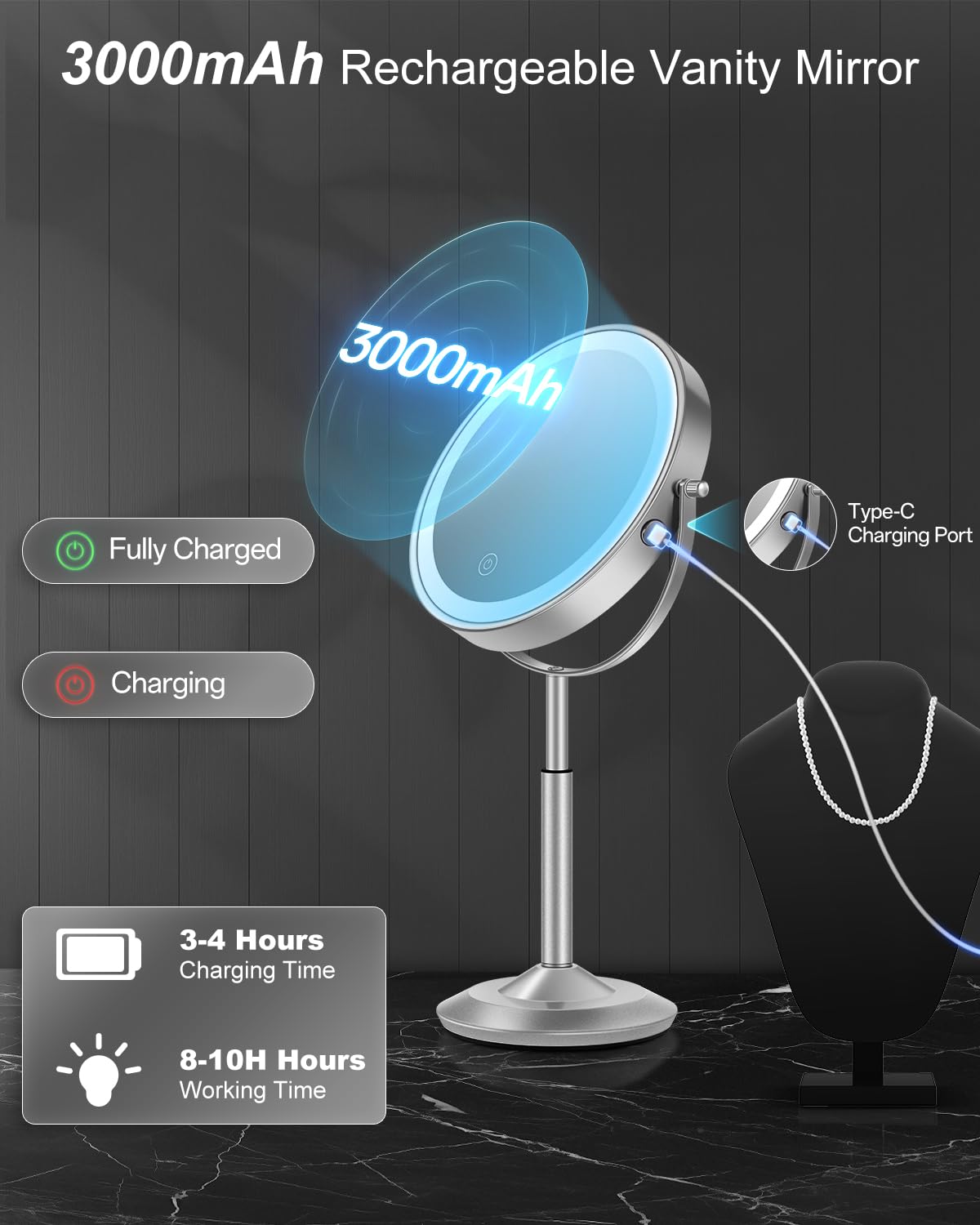VPU non-slip base keeps the mirror steady on any surface