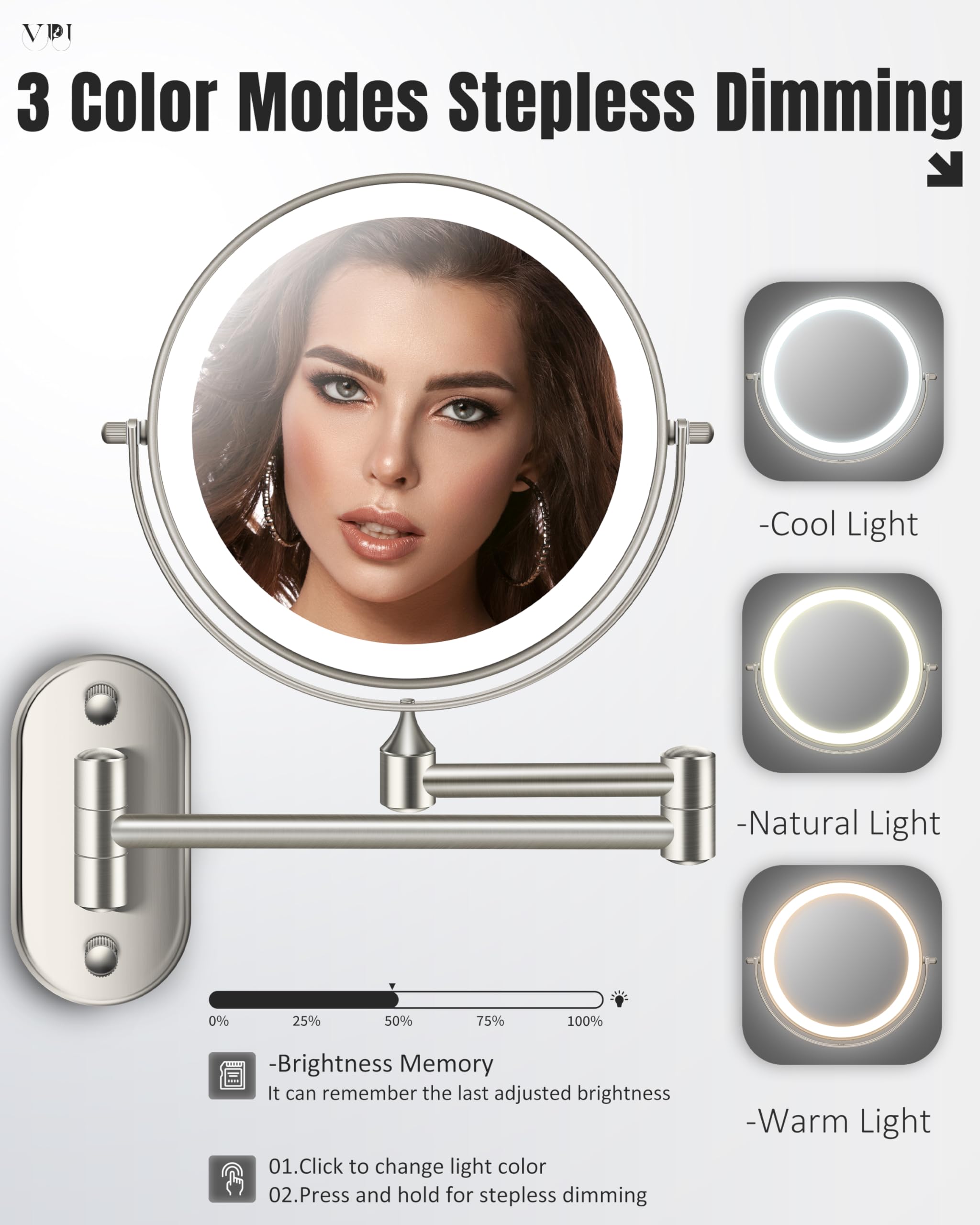 VPU three color LED light with dimming for accurate color matching