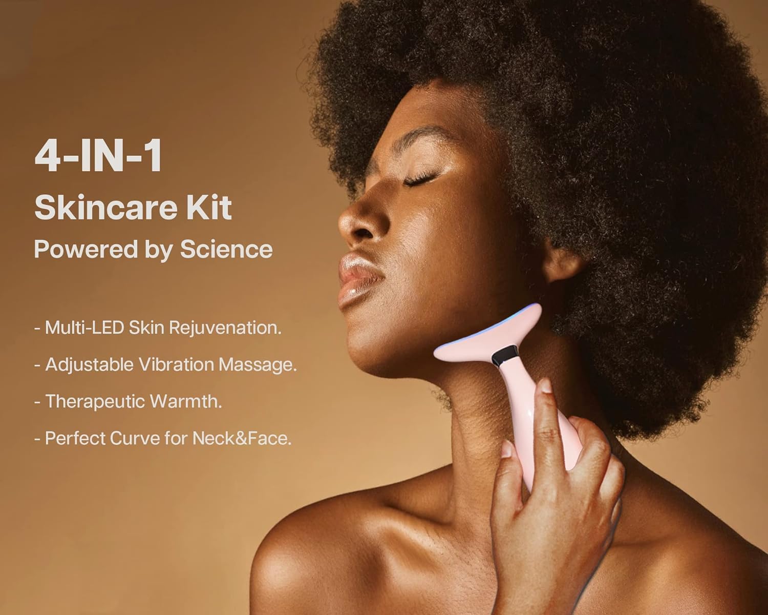 VRAIKO Lily Neck Massager warmth mode reaches up to 45°C for enhanced serum absorption.