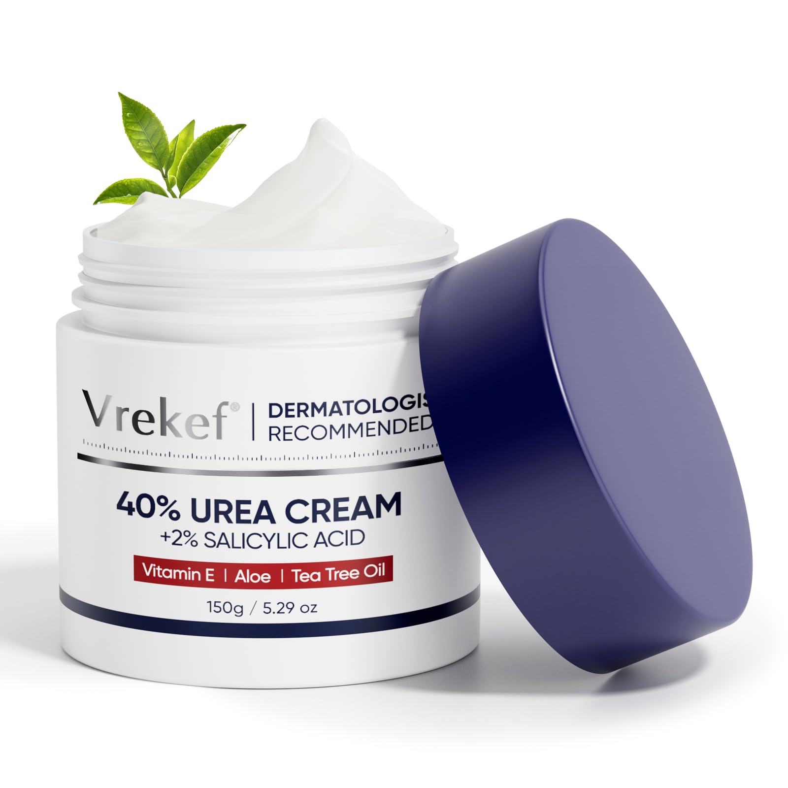 VREKEF Urea Cream bottle pour shows quick, non-greasy hydration.
