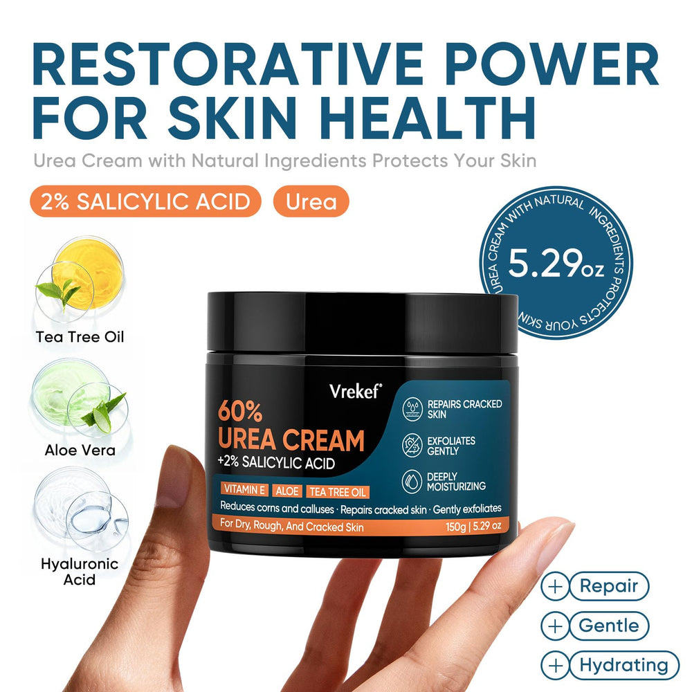 VREKEF Urea Cream 60% cracked heels shows repair-minded care.