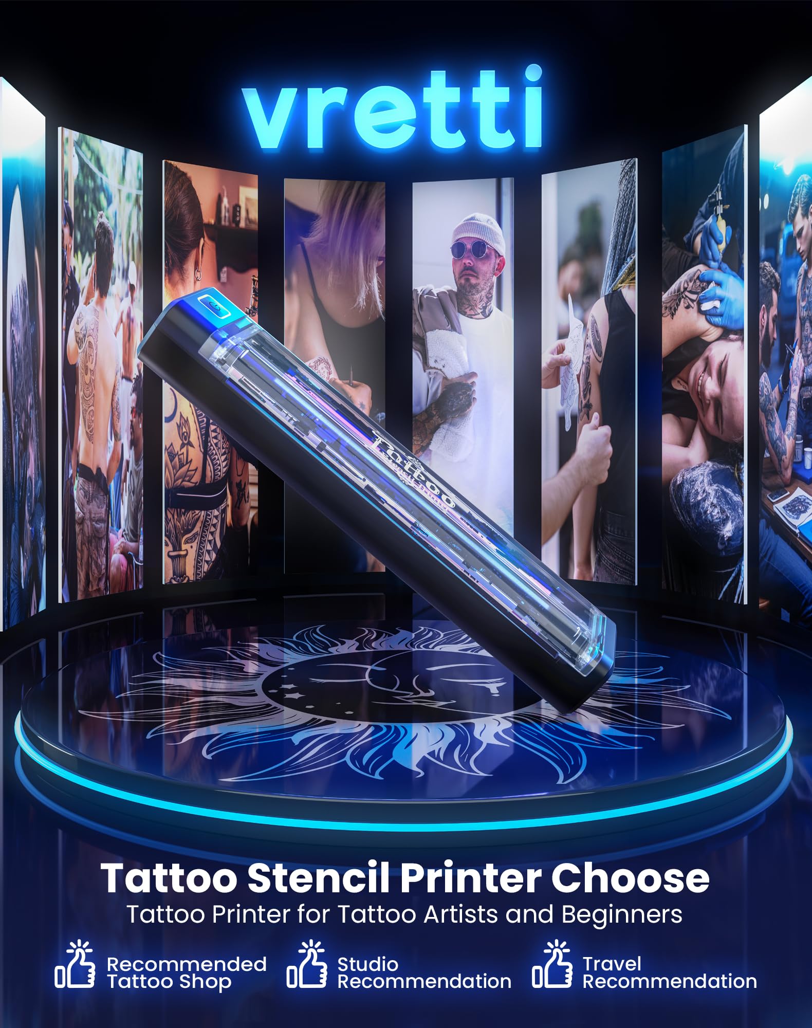 Vretti P84 print-on-phone-screen shows direct image printing from mobile devices.