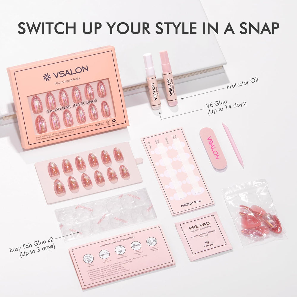 VSALON kit includes cuticle oil to nourish natural nails