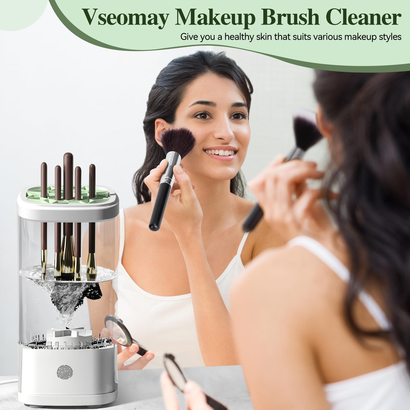 Vseomay 360° deep cleaning with ultrasonic 7000 RPM preserves brush shape while removing residue.