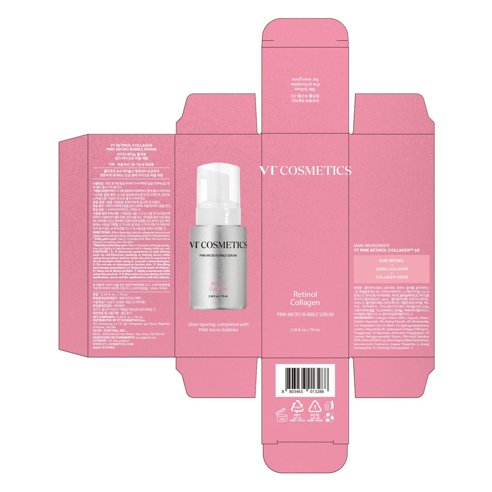 VT COSMETICS Bubble Serum with retinol and collagen suggests texture improvement