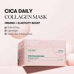 VT COSMETICS CICA Collagen Daily Mask sheet being applied for instant soothing hydration.