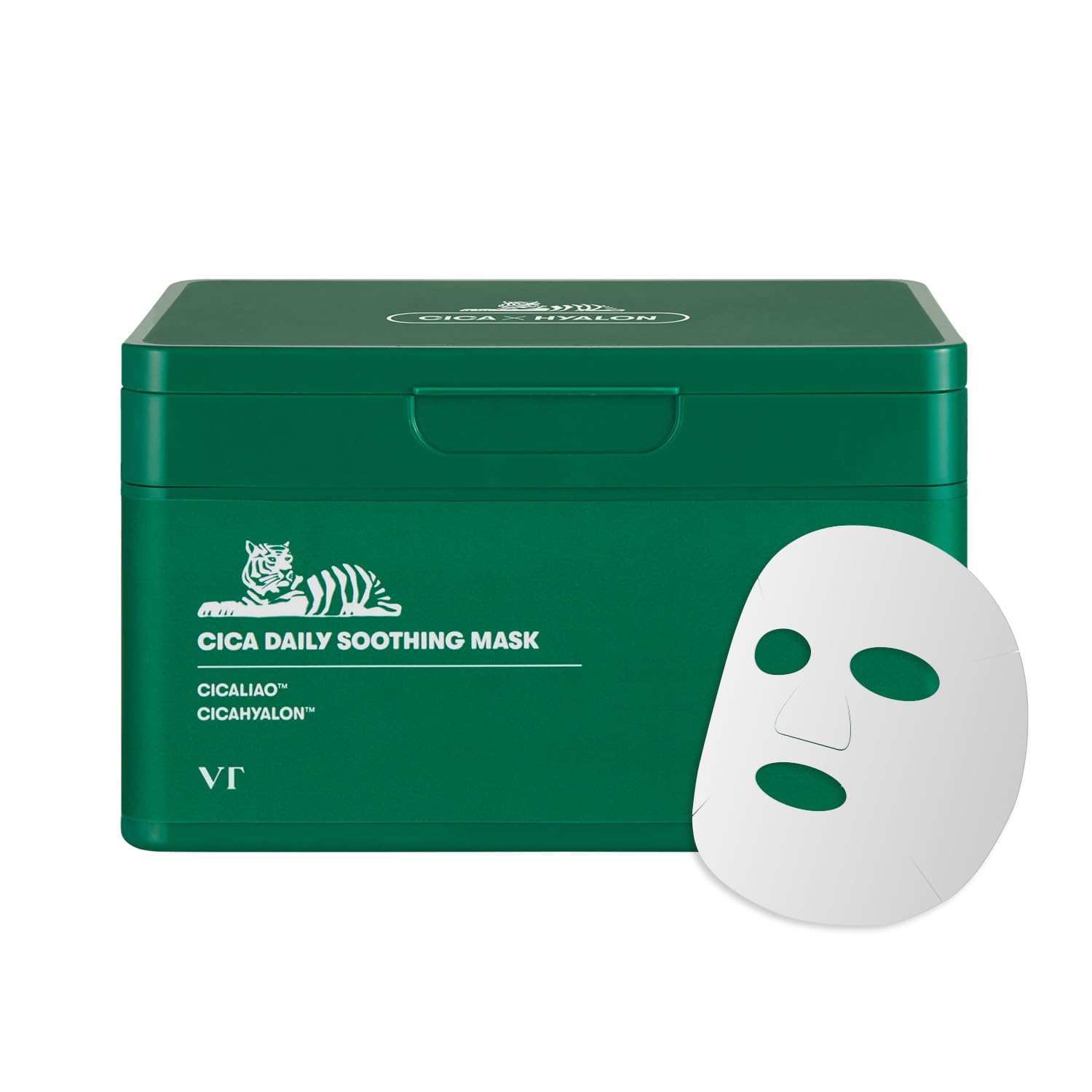 VT COSMETICS CICA Daily Soothing Mask packaging showing a 30-sheet supply for hydration.
